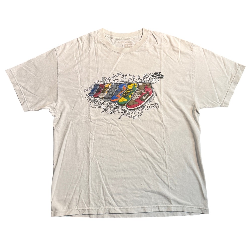 Vintage 2007‎ Nike Dunk T-Shirt Off-White Sneaker Rotation 7 Days a Week Large